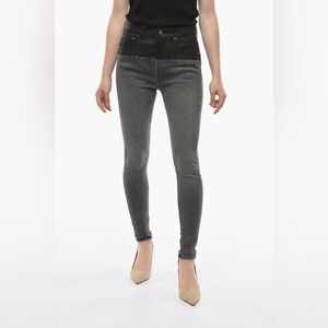 AMIRI Women’s Skinny Jeans with Leather Detail